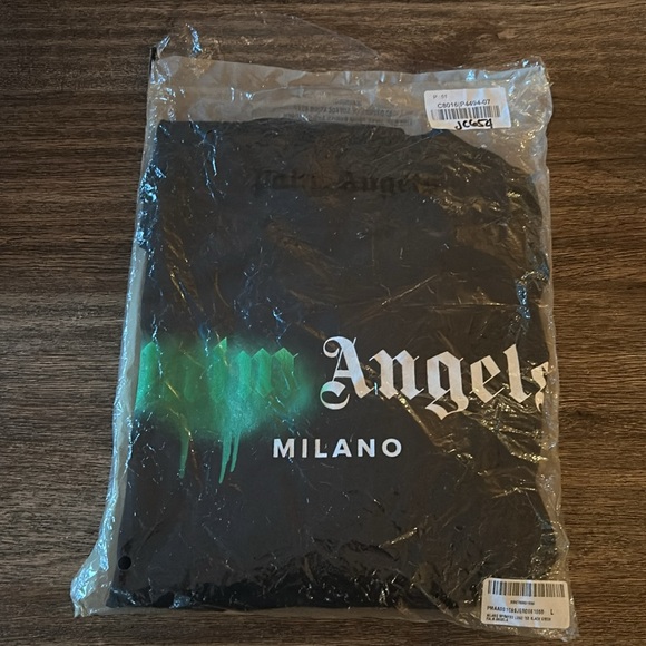 SSENSE NEW AUTHENTIC PALM ANGELS black spray paint logo t shirt large - Picture 15 of 16